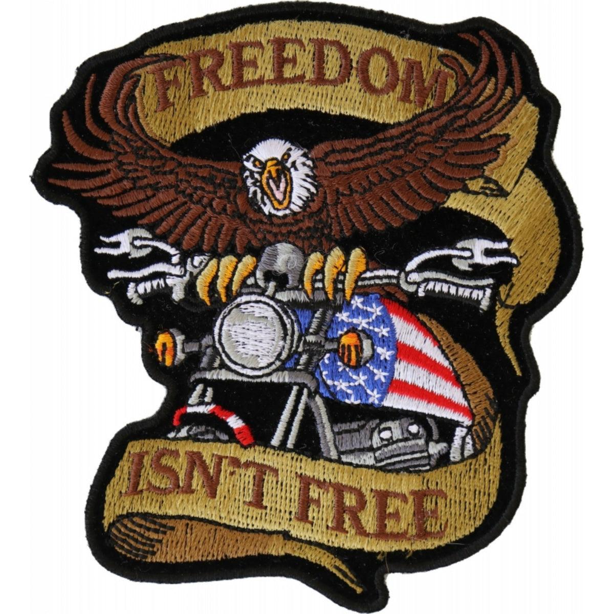 Daniel Smart Freedom Isn't Free, Patriotic Eagle Bike Embroidered Iron On Patch, 3.75 x 4.25 inches - American Legend Rider
