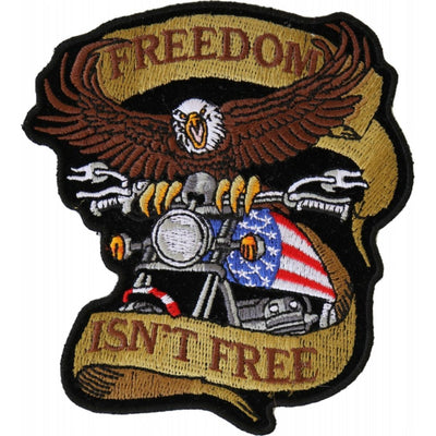 Daniel Smart Freedom Isn't Free, Patriotic Eagle Bike Embroidered Iron On Patch, 3.75 x 4.25 inches - American Legend Rider