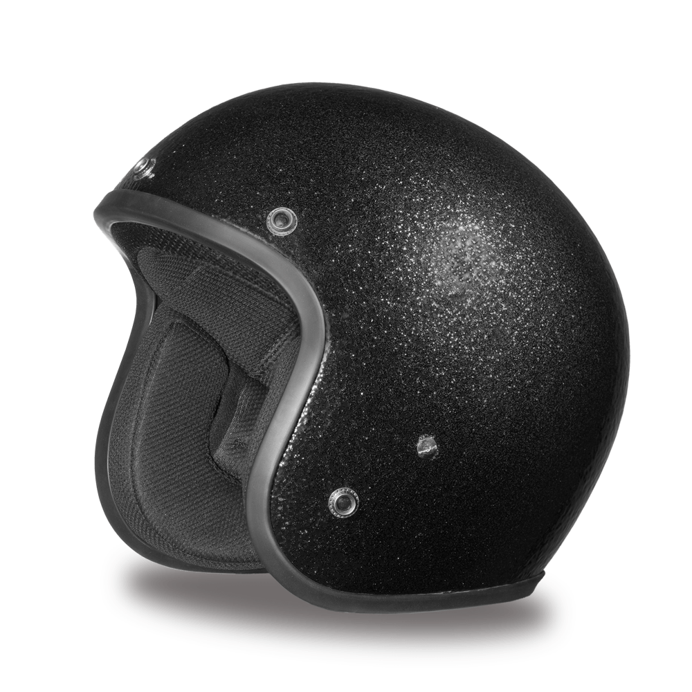 Daytona D.O.T. Cruiser Black Metal Flake Motorcycle Open Face Helmet - American Legend Rider