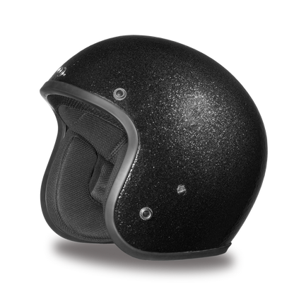 Daytona D.O.T. Cruiser Black Metal Flake Motorcycle Open Face Helmet - American Legend Rider