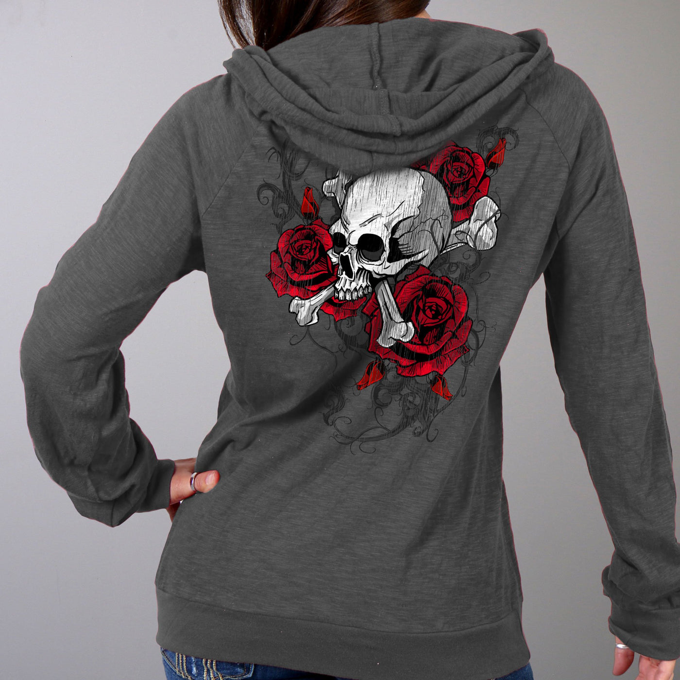 Hot Leathers Women's Sweatshirt Skull Roses
