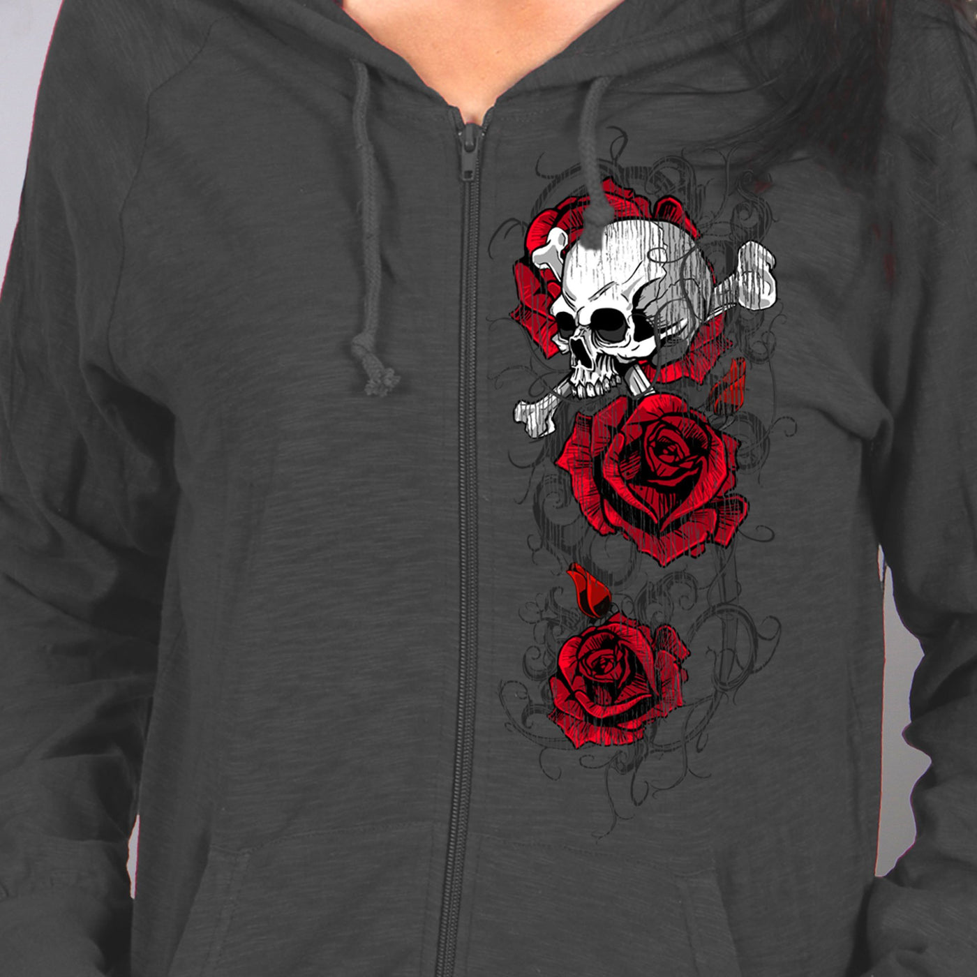 Hot Leathers Women's Sweatshirt Skull Roses