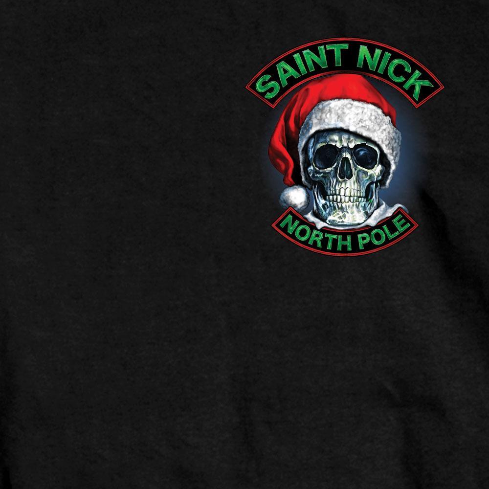 Hot Leathers Men's Saint Nick Skull Christmas T-Shirt, Black - American Legend Rider