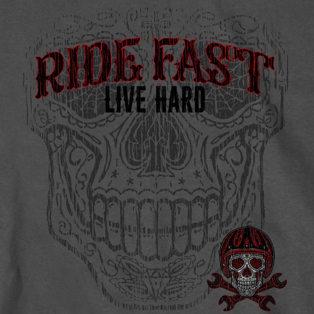 Hot Leathers Men's Short Sleeve Sugar Skull Wrenches T-Shirt, Charcoal - American Legend Rider