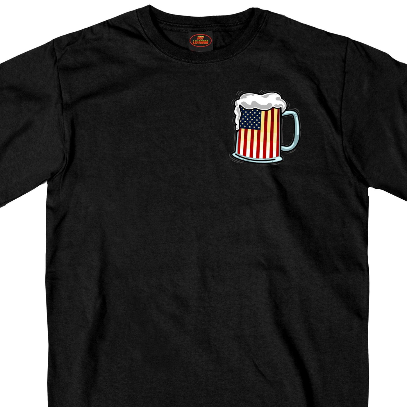 Hot Leathers Men's Beer Mug Flag T-Shirt, Black - American Legend Rider