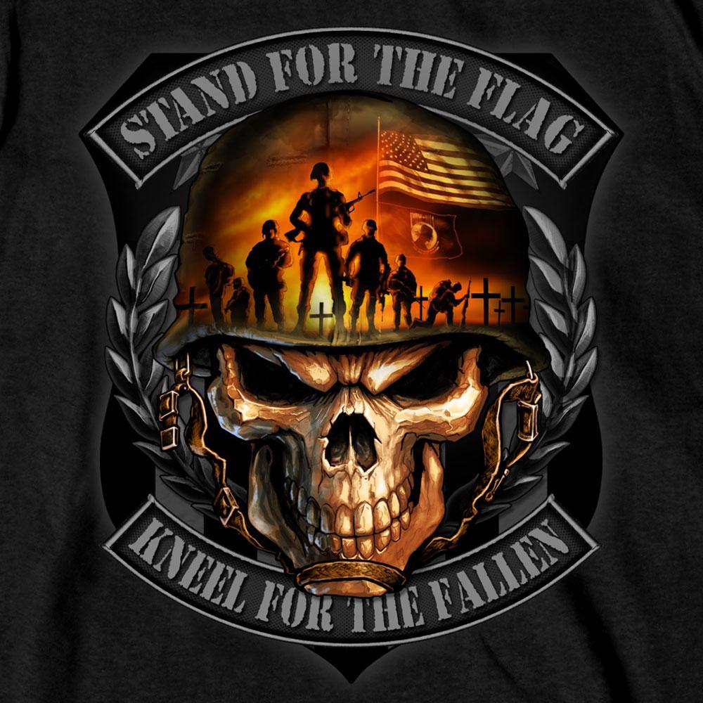 Hot Leathers Men's Stand For The Flag Skull T-Shirt, Black - American Legend Rider