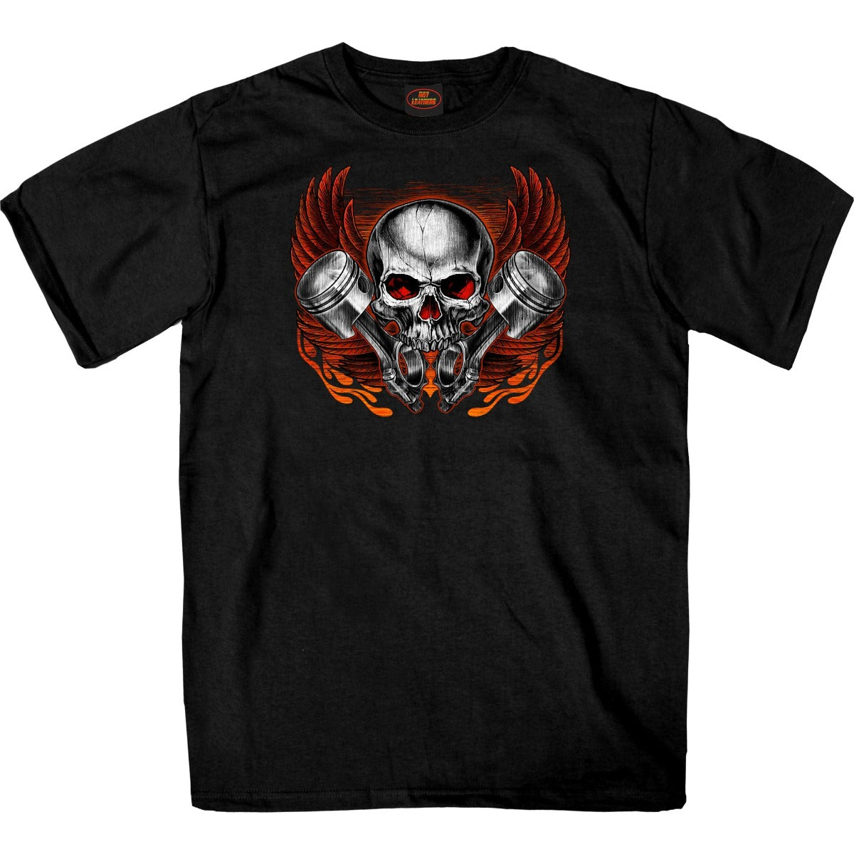 Hot Leathers Men's Skull And Pistons T-Shirt