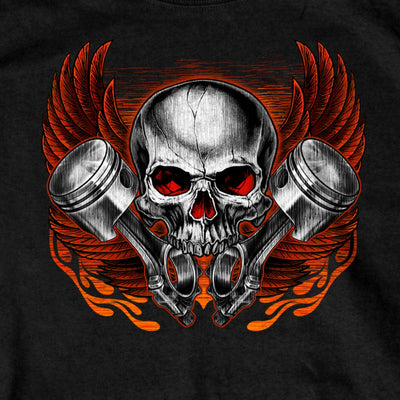 Hot Leathers Men's Skull And Pistons T-Shirt