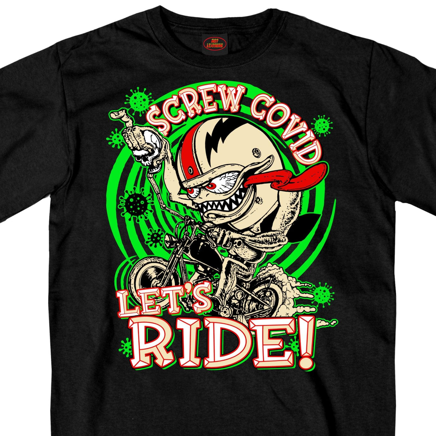 Hot Leathers Men's Screw Covid Lets Ride T-Shirt, Black - American Legend Rider