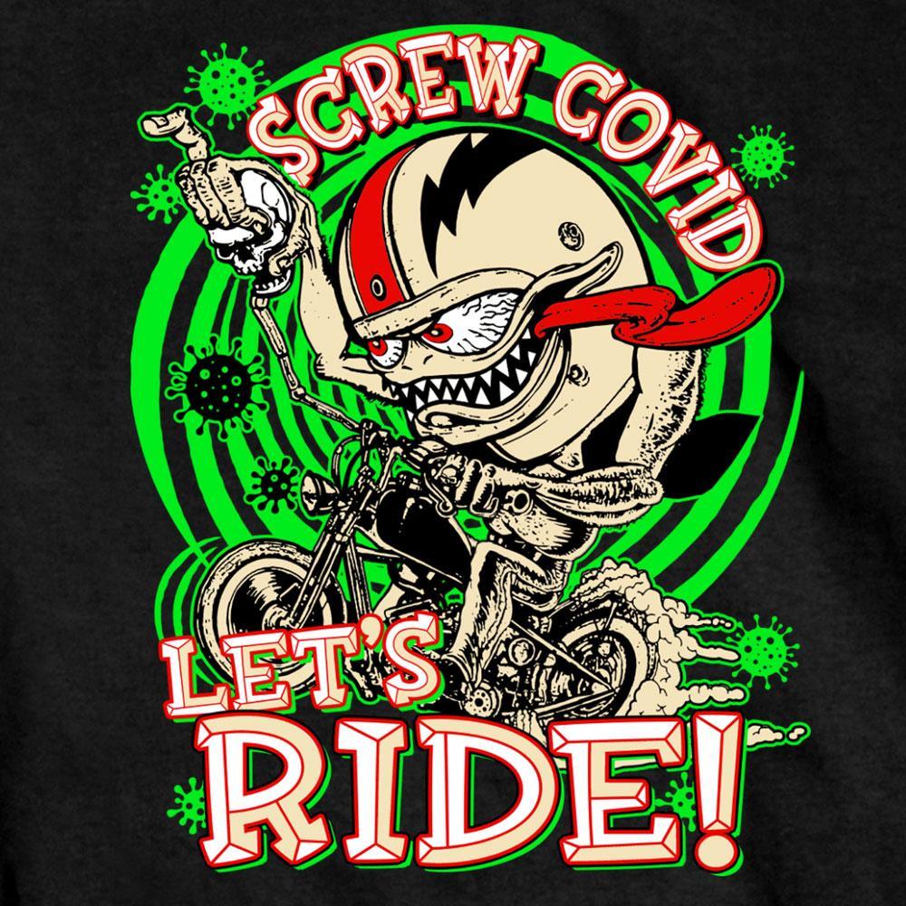 Hot Leathers Men's Screw Covid Lets Ride T-Shirt, Black - American Legend Rider