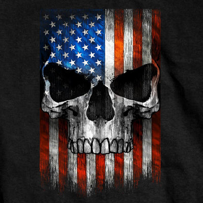 Hot Leathers Men's Short Sleeve Patriotic Skull Shirt, Black - American Legend Rider