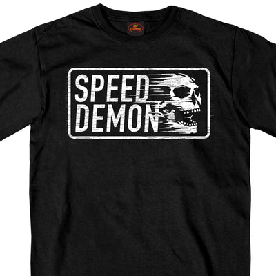 Hot Leathers Men's Short Sleeve Speed Demon Skull T-Shirt, Black - American Legend Rider