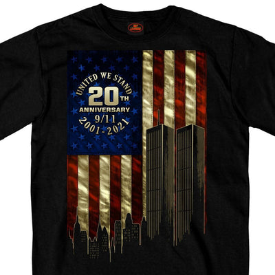 Hot Leathers Men's 9-11 Skyline And Flag T-Shirt - American Legend Rider