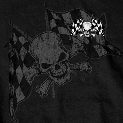 Hot Leathers Men's Checkered Flag Skull T-Shirt, Black - American Legend Rider