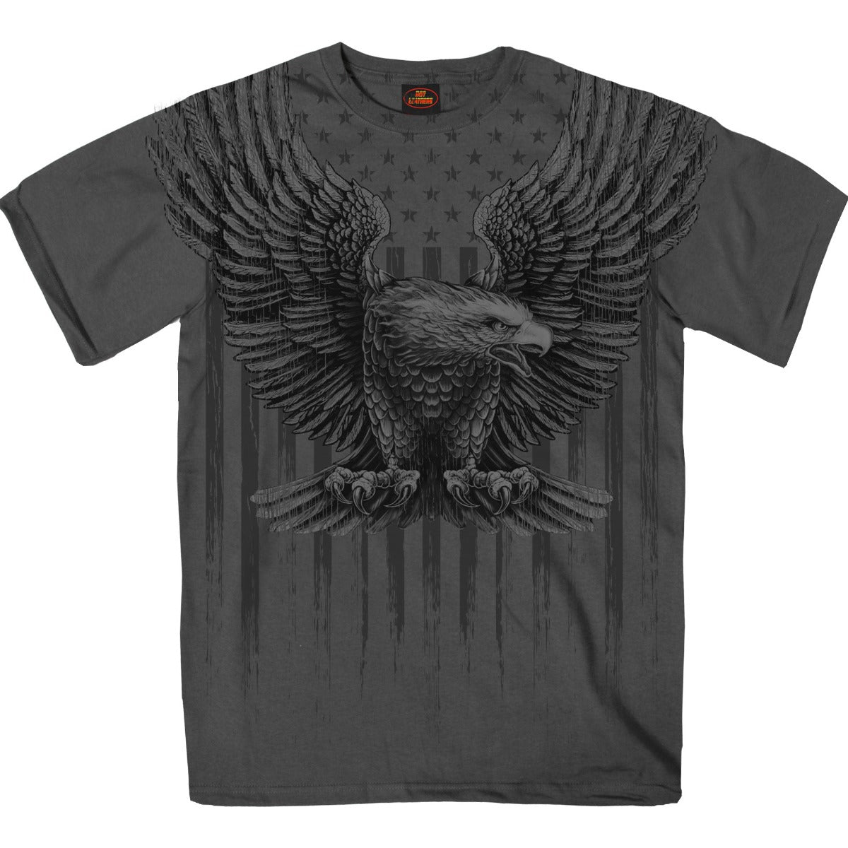 Hot Leathers Men’s Charcoal Short Sleeved Up-Wing Eagle T-Shirt
