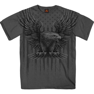 Hot Leathers Men’s Charcoal Short Sleeved Up-Wing Eagle T-Shirt