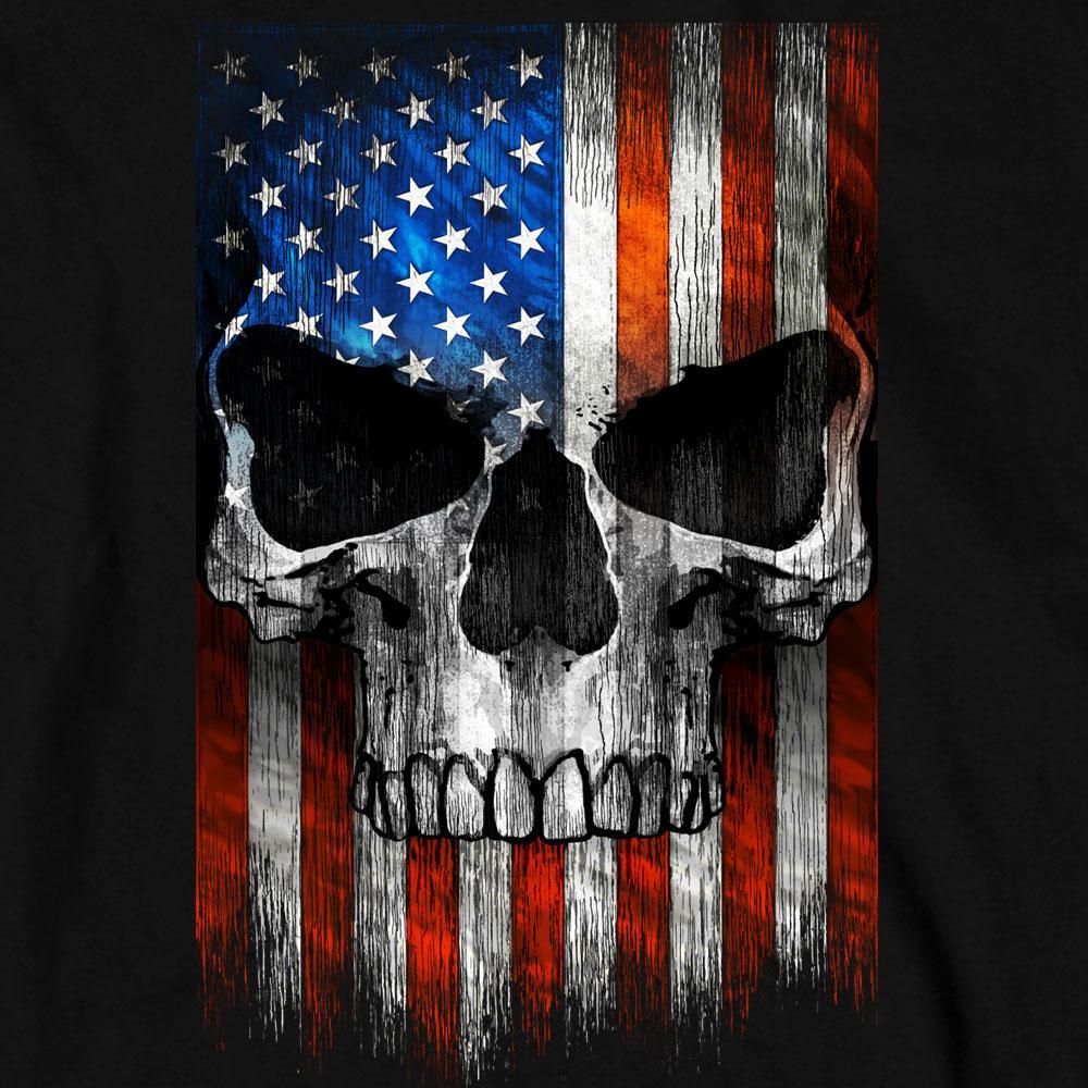 Hot Leathers Men's Patriot Skull Long Sleeve Shirt, Black - American Legend Rider