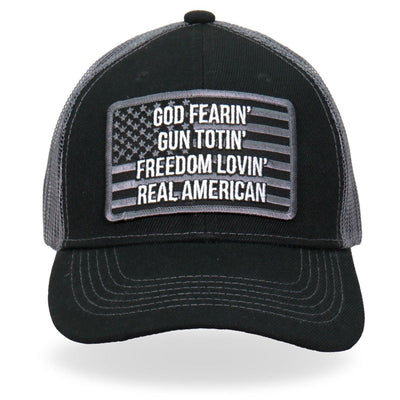 Hot Leathers God Fearing Gun Trucker Hat - American Legend Rider