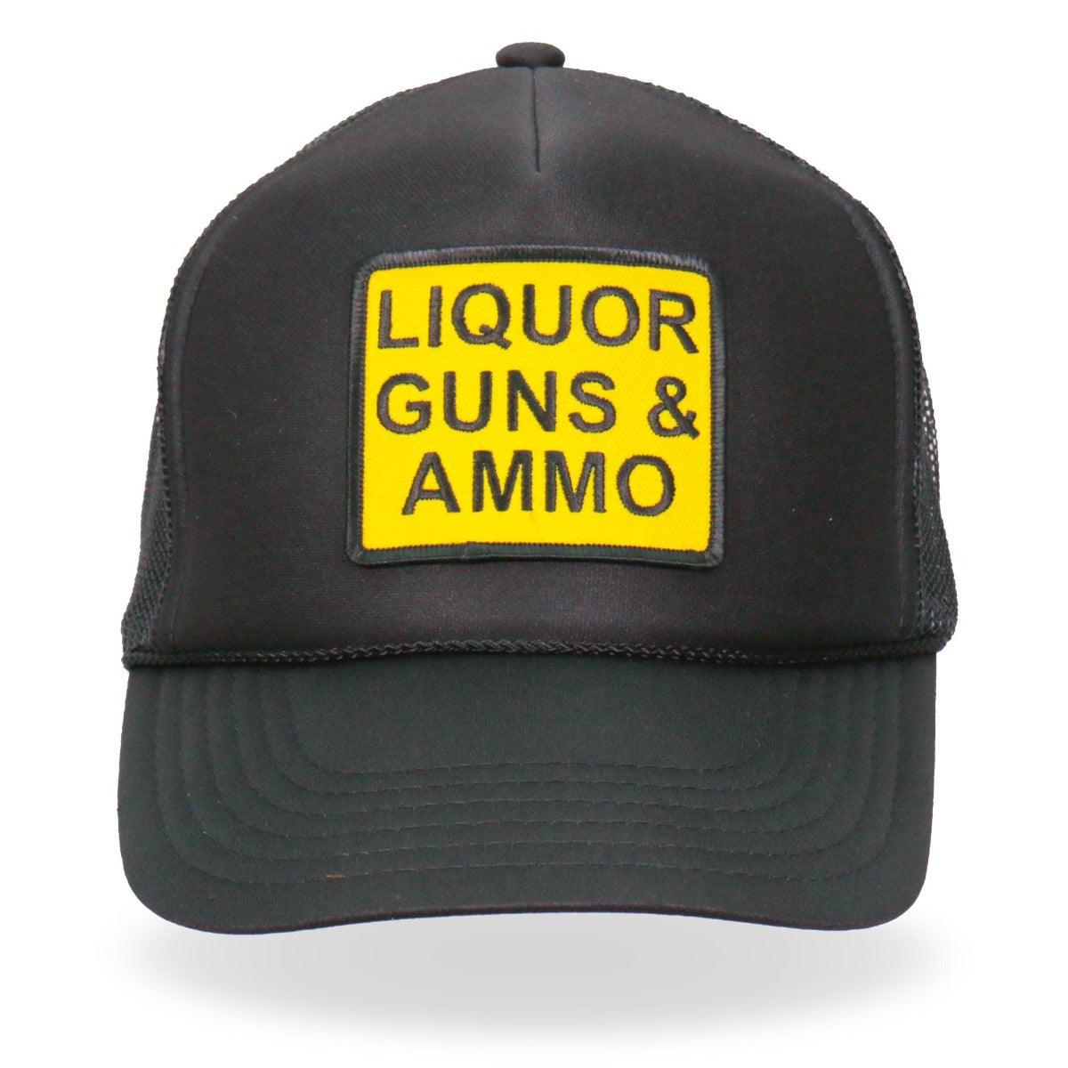 Hot Leathers Liquor Guns Ammo Trucker Hat - American Legend Rider