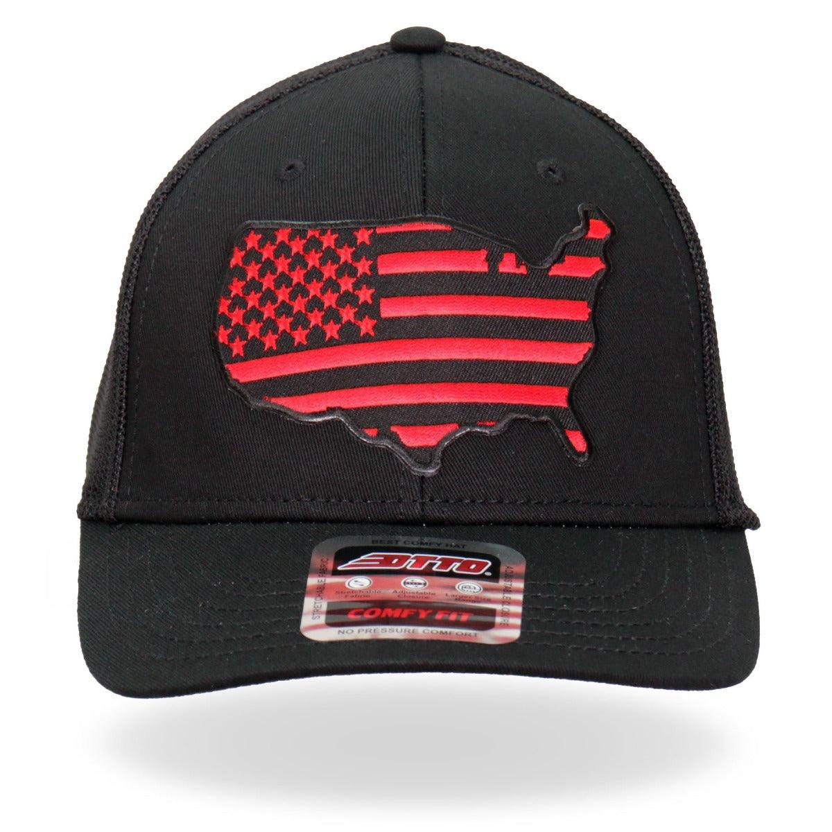 Hot Leathers Red Country Flag Trucker Hat - American Legend Rider