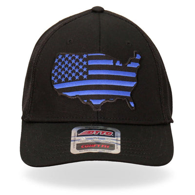 Hot Leathers Blue Country Flag Trucker Hat - American Legend Rider