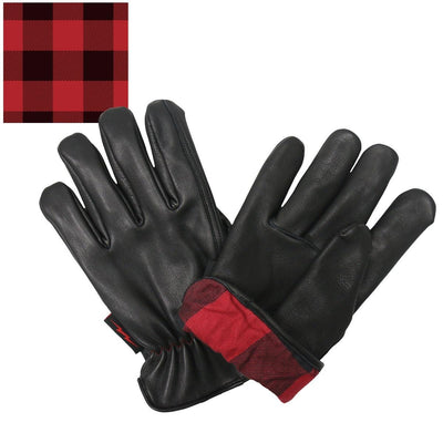 Hot Leathers Glove Deerskin Red/Black Flannel Lined - American Legend Rider