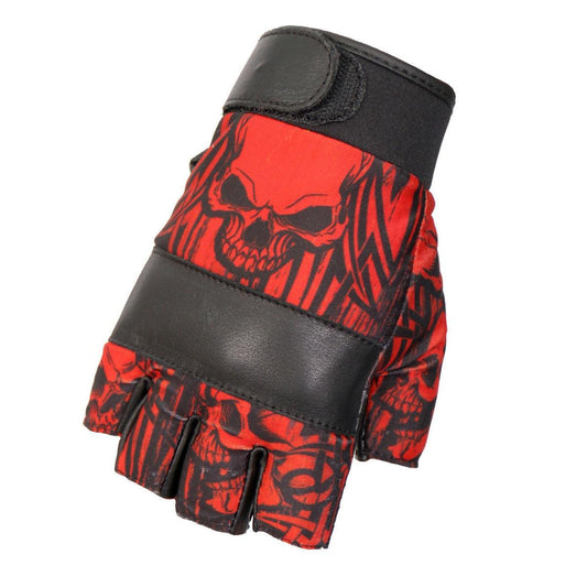Hot Leathers Glove Sublimated Leather Over Top Skulls - American Legend Rider
