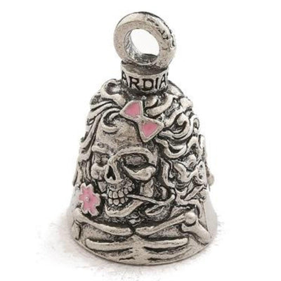 Daniel Smart Guardian Bell® Lady Skull with Pink, Pewter, 1.5 x 1 in - American Legend Rider