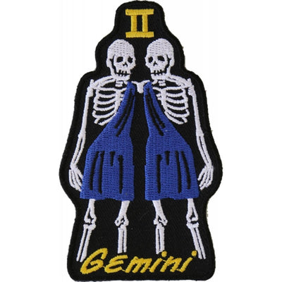 Daniel Smart Gemini Skull Zodiac Sign Patch, 2.4 x 4 inches - American Legend Rider