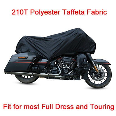 Crafted from 210T polyester fabric, the Waterproof Motorcycle Half Cover provides excellent protection for full dress and touring bikes.