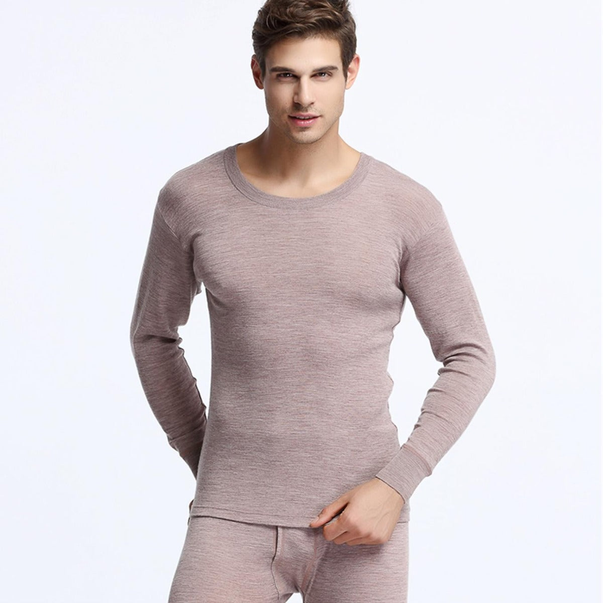Men's Merino Winter Thermal Underwear Set - Khaki