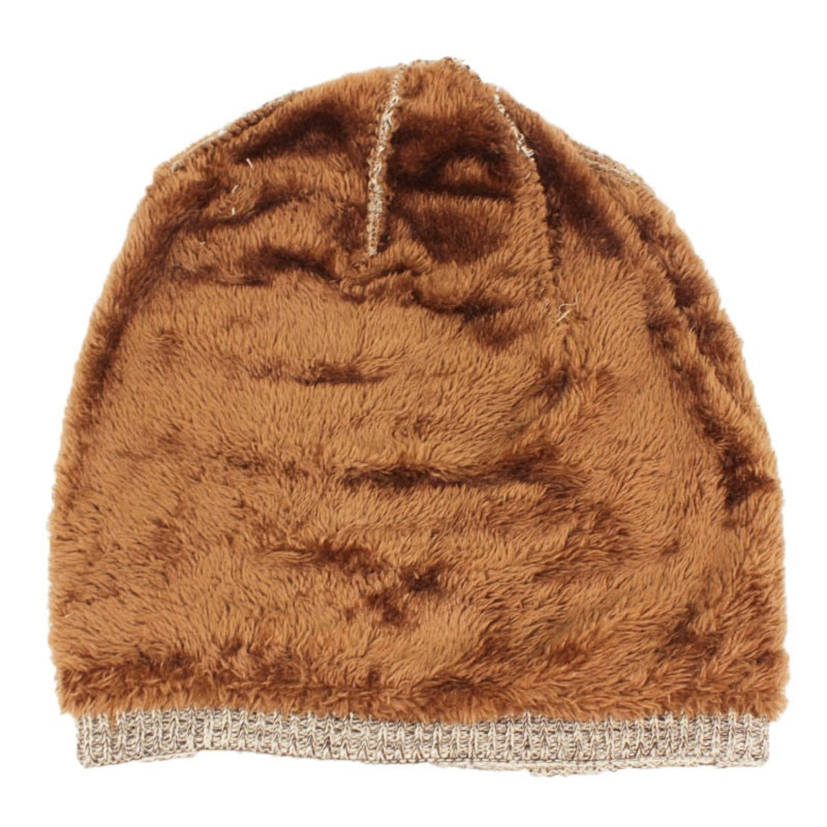A high-quality Casual Winter Knitted Beanie Hat in brown, perfect for winter, on a white background.