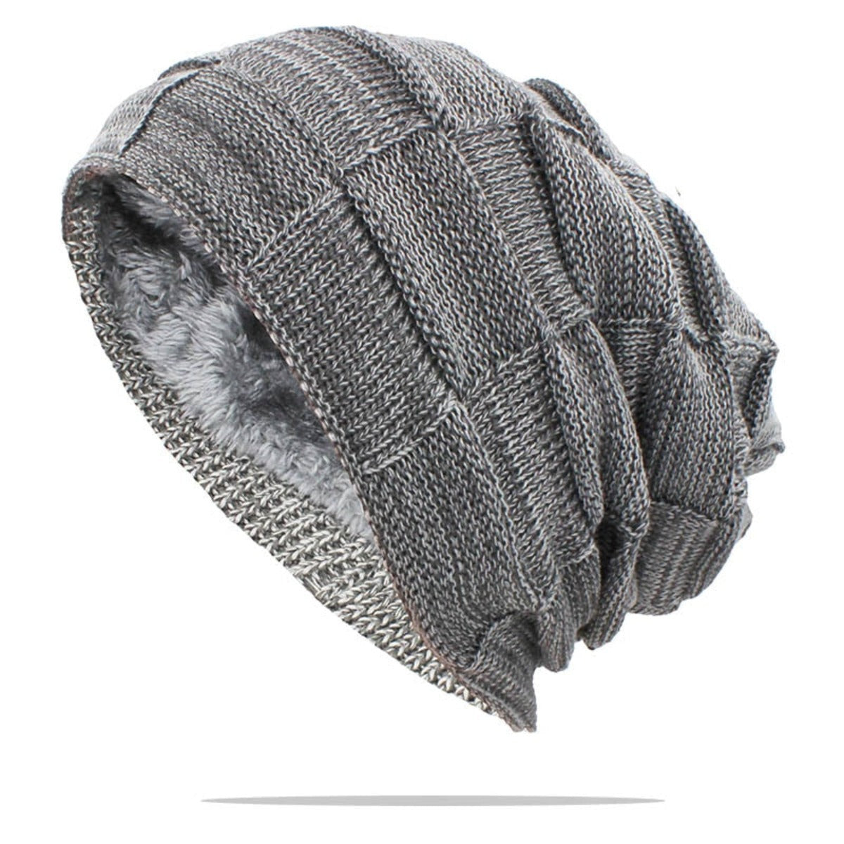 A high-quality Casual Winter Knitted Beanie Hat crafted with wool-knitted fabric and featuring a luxurious fur lining.