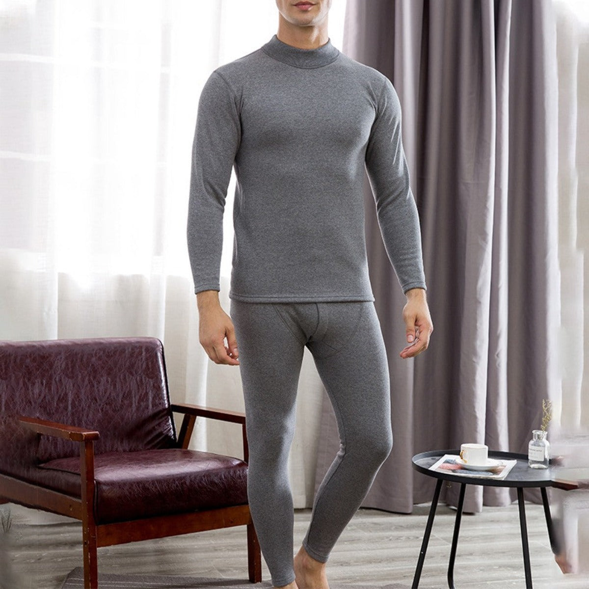 Men's Soft Winter Thermal Underwear - Light Gray