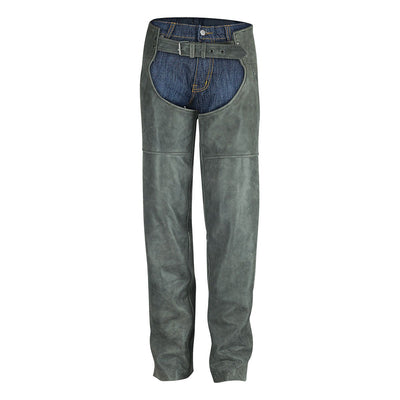 Vance Leather High Mileage Distressed Grey Leather Chaps