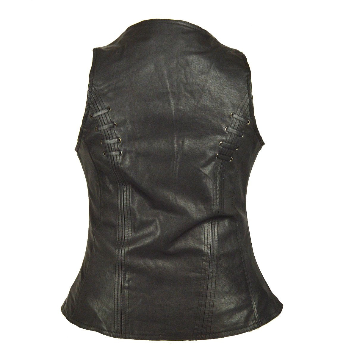 Vance Ladies Lightweight Naked Goatskin Leather Vest with Grommets