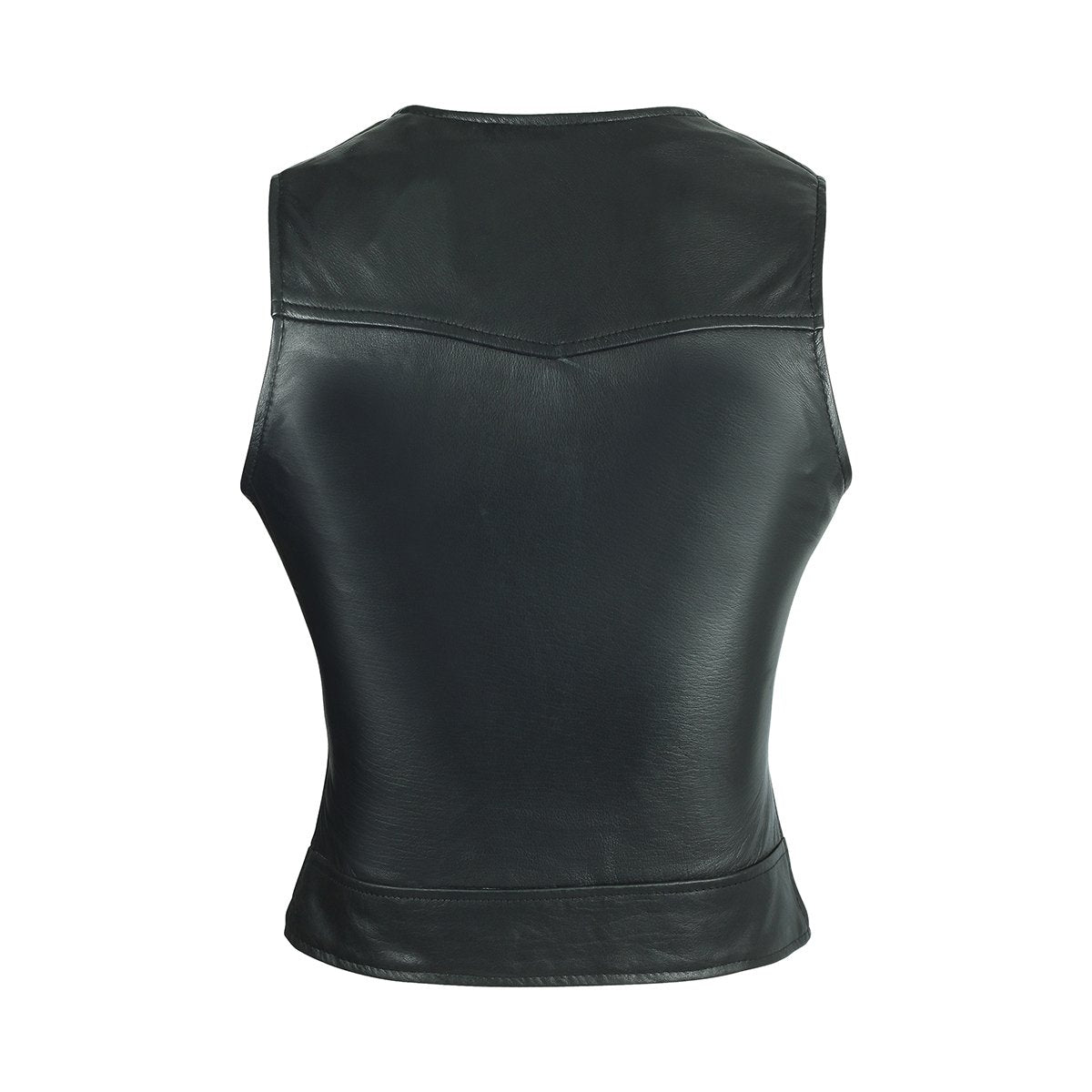 Vance High Mileage Plain Side Black Leather Vest