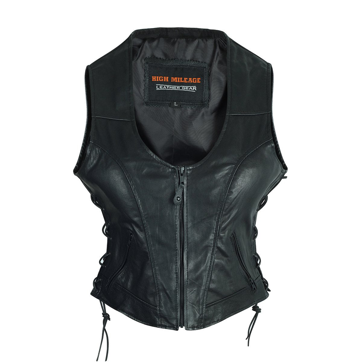 Vance High Mileage Ladies Lace Side Leather Vest