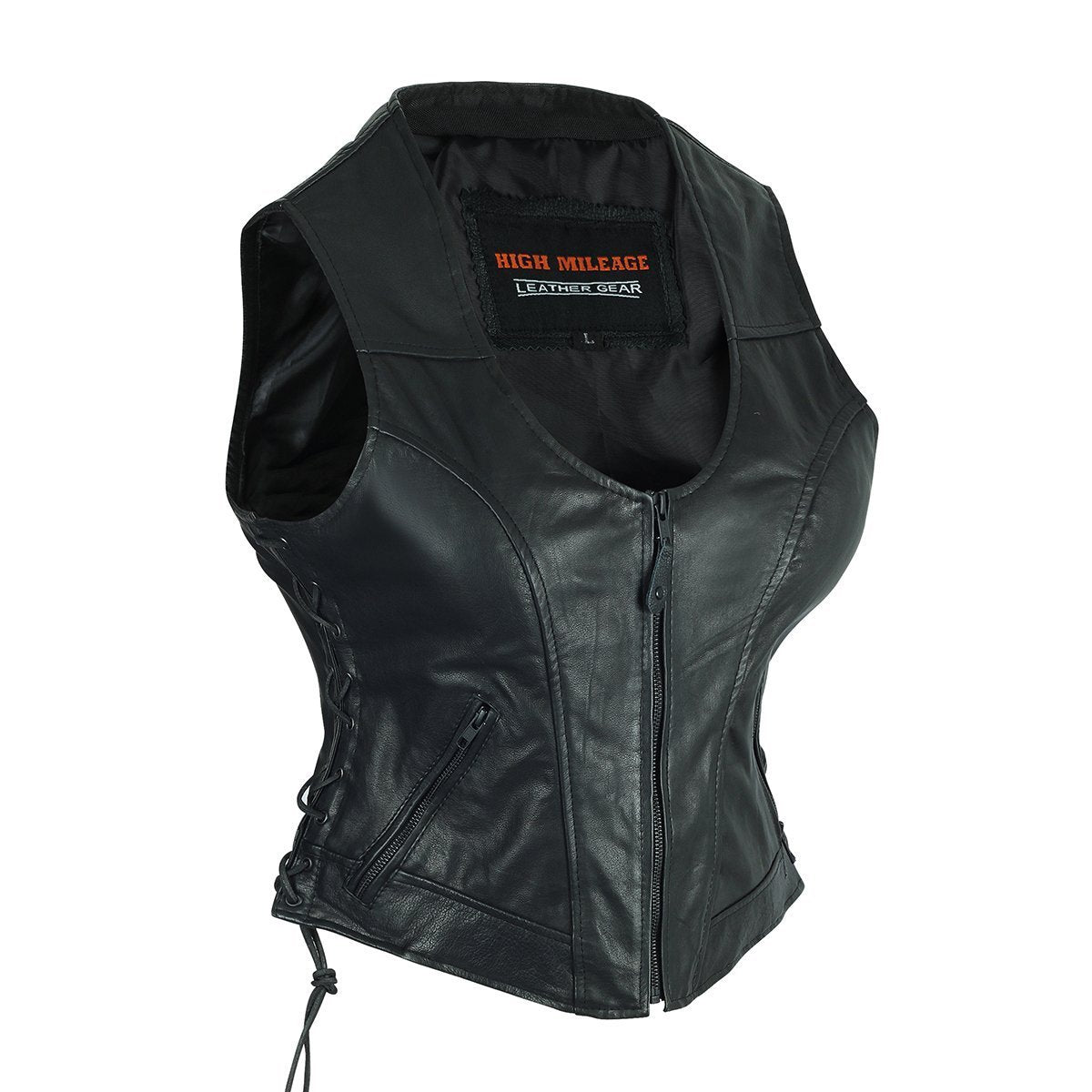 Vance High Mileage Ladies Lace Side Leather Vest