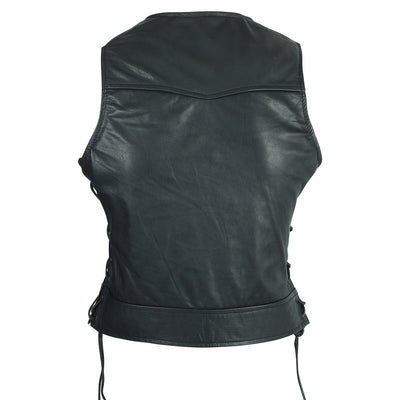 Vance High Mileage Ladies Lace Side Leather Vest