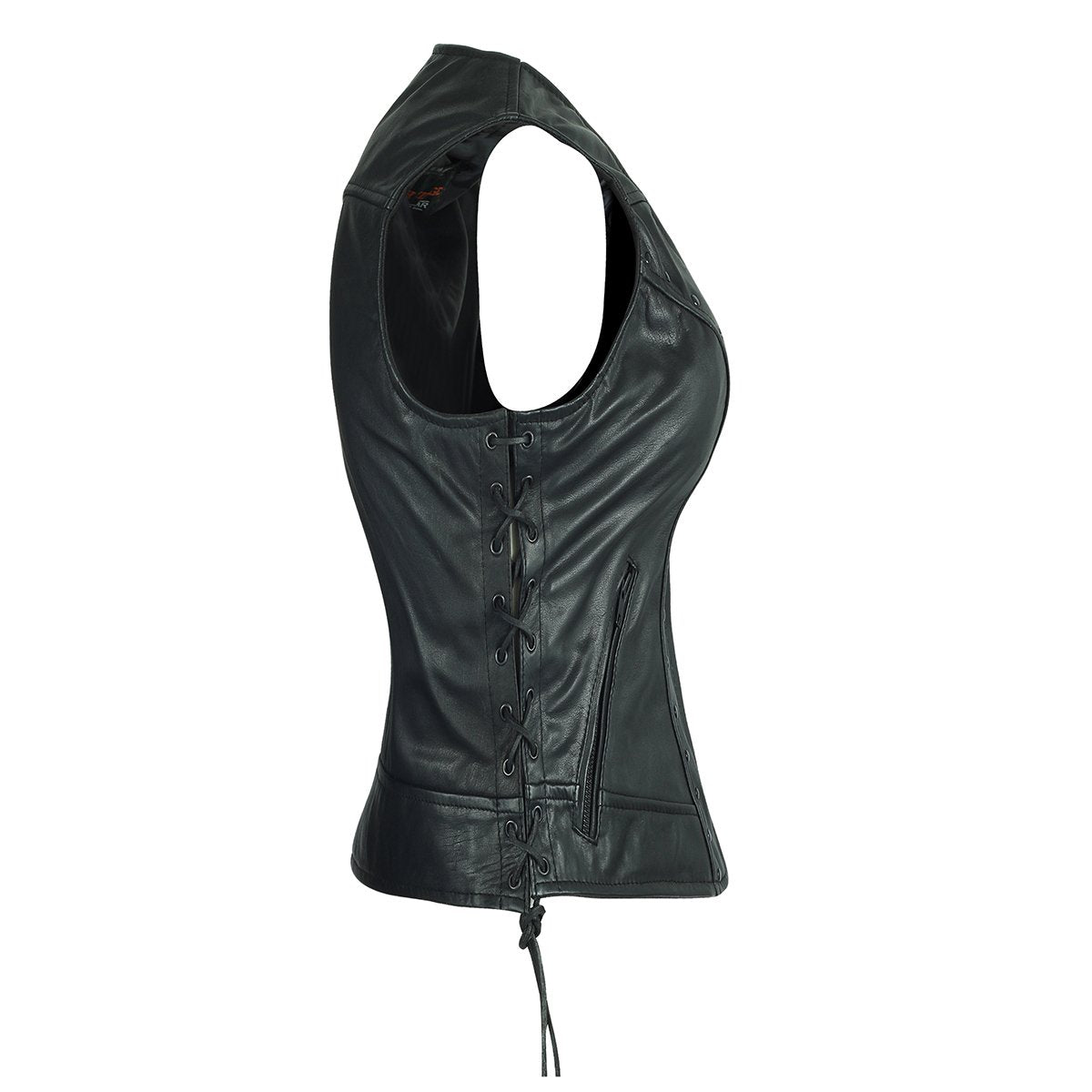 Vance Leather High Mileage Ladies Lace Side Vest Adorned with Studs