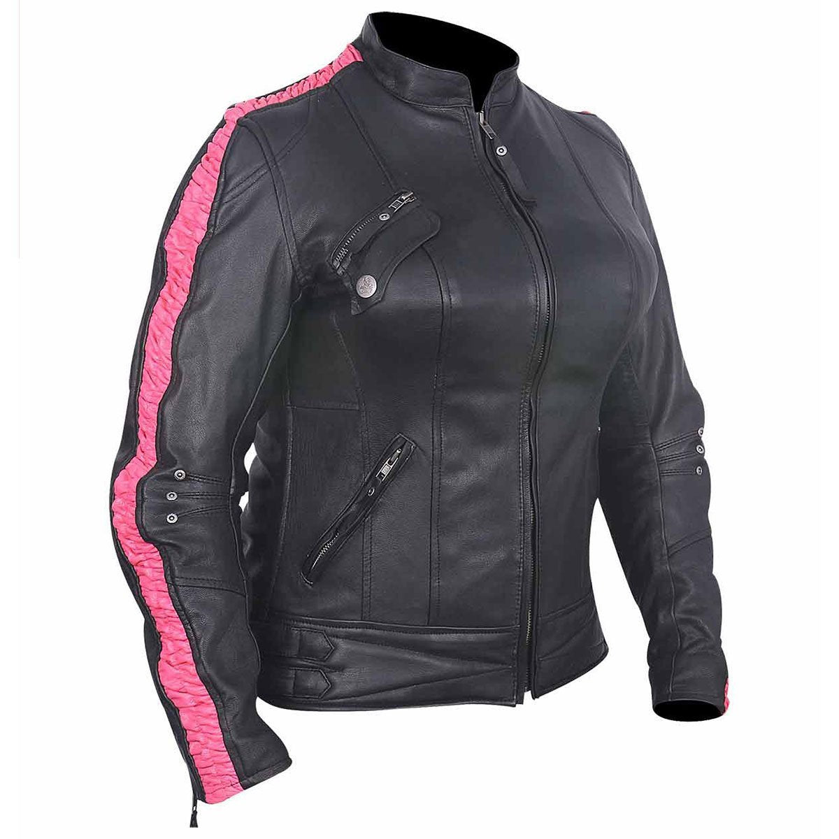 Vance Ladies Premium Leather Jacket with Scrunch Sides