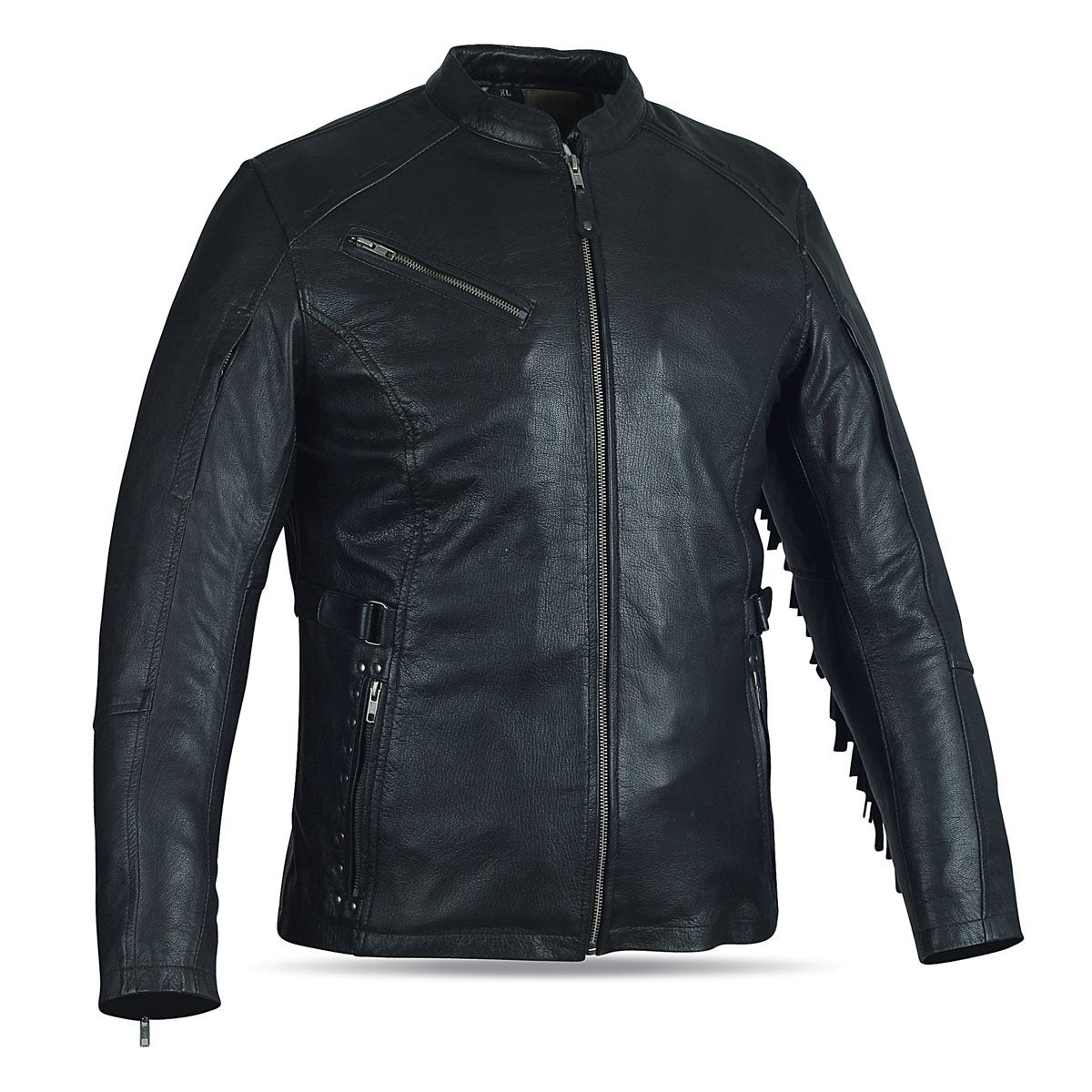 Vance High Mileage Ladies Black Fringe and Rivet Leather Jacket