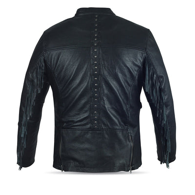 Vance High Mileage Ladies Black Fringe and Rivet Leather Jacket