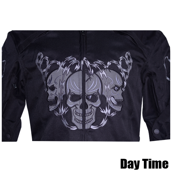 Vance Leather H/M Armored Jacket with Reflective Skulls and Razor Wire