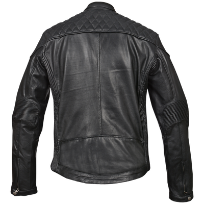 Vance Leather High Mileage Men's Black Leather Jacket with Diamond Stitched Shoulders