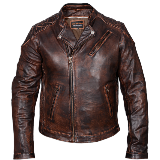 Vance Leather High Mileage Men's Vintage Brown Leather Jacket with Diamond Stitched Shoulders