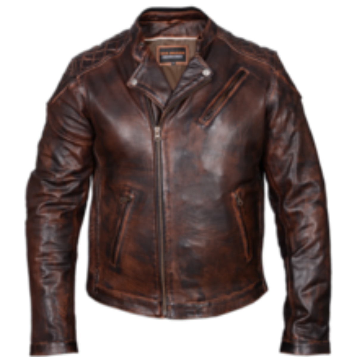 Vance Leather High Mileage Men's Vintage Brown Leather Jacket with Diamond Stitched Shoulders