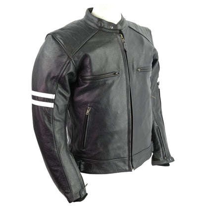 Vance High Mileage Leather Vented Scooter Jacket w/Stripes
