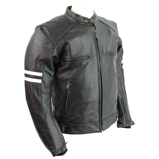Vance High Mileage Leather Vented Scooter Jacket w/Stripes